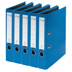 VON Leitz Ordner A4, Rückenbreite 50 mm, Karton mit PP/Papier, Blau, 5er-Pack