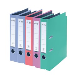 VON Leitz Ordner A4, Rückenbreite 50 mm, Karton mit PP/Papier, Farbig Sortiert, 5er-Pack