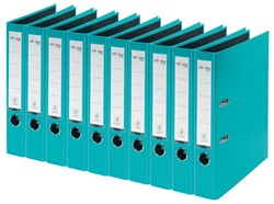 VON Leitz Ordner A4, Rückenbreite 50 mm, Karton mit PP/Papier, Türkis, 10er-Pack