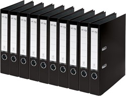 VON Leitz Ordner A4, Rückenbreite 50 mm, Karton mit PP/Papier, Schwarz, 10er-Pack
