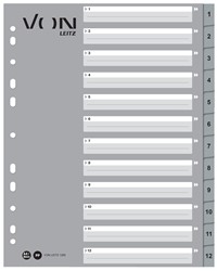VON Leitz Register Zahlen 1-12, A4 Überbreite, PP