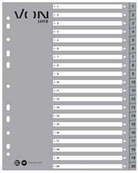 VON Leitz Register Zahlen 1-20, A4 Überbreite, PP