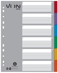 VON Leitz Register Blanko, A4 Überbreite, 6 Taben, 100 % Recyclingkarton