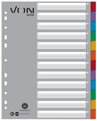 VON Leitz Register Blanko, A4 Überbreite, 12 Taben, 100 % Recyclingkarton