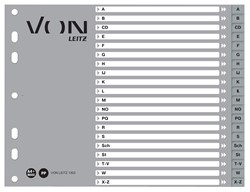 VON Leitz Register A-Z, A4 Überbreite mit halber Höhe, PP