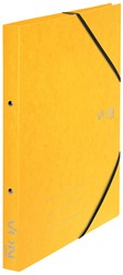 VON Leitz Ringbuch A4 mit 2 Ringen und elastischen Eckbändern, Karton, gelb