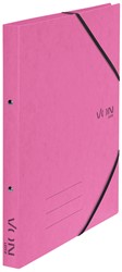 VON Leitz Ringbuch A4 mit 2 Ringen und elastischen Eckbändern, Karton, pink