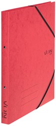 VON Leitz Ringbuch A4 mit 2 Ringen und elastischen Eckbändern, Karton, rot