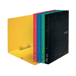 VON Leitz Ringbuch A4 mit 2 Ringen und elastischen Eckbändern, Karton, mehrfarbig, 5 Stück