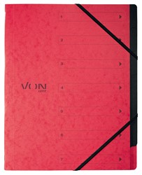 VON Leitz Ordnungsmappe A4 mit 6 Fächern, Karton, rot