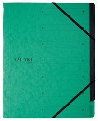 VON Leitz Ordnungsmappe A4 mit 6 Fächern, Karton, grün