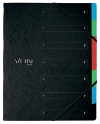 VON Leitz Ordnungsmappe A4 mit 6 Fächern, Karton, schwarz