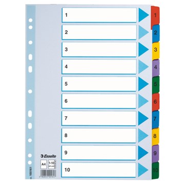 Esselte 100161 - Register Zahlen, Karton, Mehrfarbig