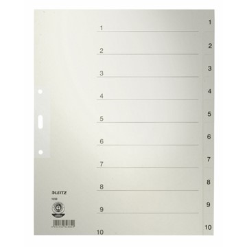 Leitz 12320085 - Register Zahlen, Papier, Grau, 10 Blatt