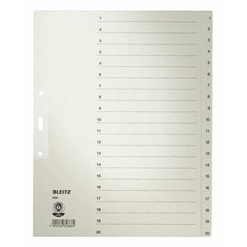 Leitz 12340085 - Register Zahlen, Papier, Grau, 20 Blatt