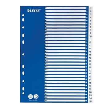 Leitz 12526001 - Register Zahlen, Plastik, Weiß, 31 Blatt