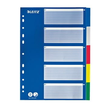 Leitz 12556000 - Register Blanko, Plastik, Mehrfarbig, 5 Blatt