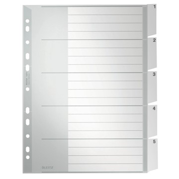 Leitz 12710085 - Register Blanko, Plastik, Grau, 5 Blatt