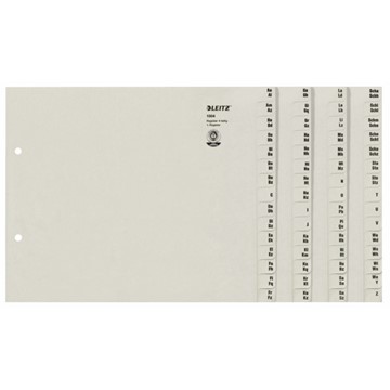 Leitz 13040085 - Registerserien zur alphabetischen Ablage, Papier, Grau