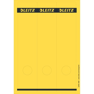 Leitz 16870015 - PC Rückenschilder für Qualitäts-Ordner 180° (Standard und Hartpappe), lang, breit, Gelb