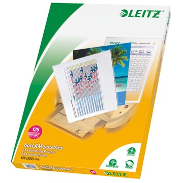 Leitz 33950 - Heißlaminierfolien A3, 125 mic, Farblos