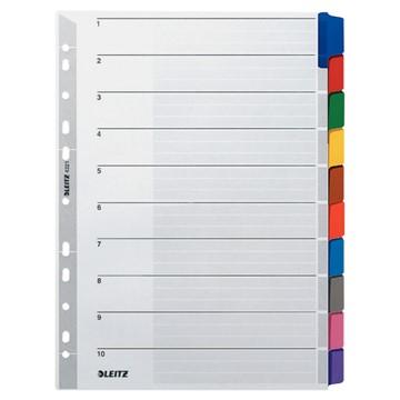 Leitz 43210000 - Register Blanko, Karton, Mehrfarbig, 10 Blatt