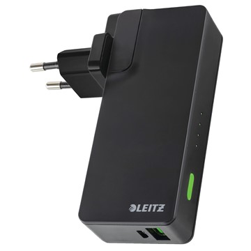 Leitz 63070095 - Complete USB Reise-Netzteil und Powerbank 3000, Schwarz