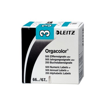 Leitz 66031000 - Orgacolor® Ziffernsignale auf Rolle, Aufdruck "3", Hellblau