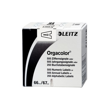 Leitz 66101000 - Orgacolor® Buchstabensignale auf Rolle, Aufdruck: A, Weiß