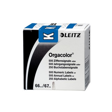 Leitz 66201000 - Orgacolor® Buchstabensignale auf Rolle, Aufdruck: K, Dunkelblau