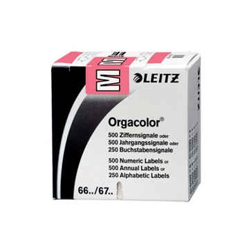 Leitz 66221000 - Orgacolor® Buchstabensignale auf Rolle, Aufdruck: M, Rosa