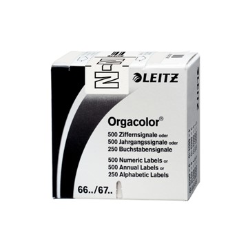 Leitz 66231000 - Orgacolor® Buchstabensignale auf Rolle, Aufdruck: N, Weiß