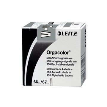 Leitz 66311000 - Orgacolor® Buchstabensignale auf Rolle, Aufdruck: V, Grau