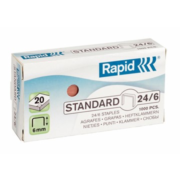 Rapid 24855700 - Standard Heftklammern 24/6, Schenkellänge 6 mm, 1000 Stück