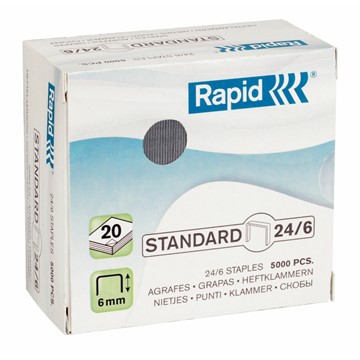 Rapid 24859800 - Standard Heftklammern 24/6, Schenkellänge 6 mm, 5000 Stück