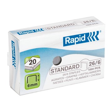 Rapid 24861300 - Standard Heftklammern 26/6, Schenkellänge 6 mm, 1000 Stück