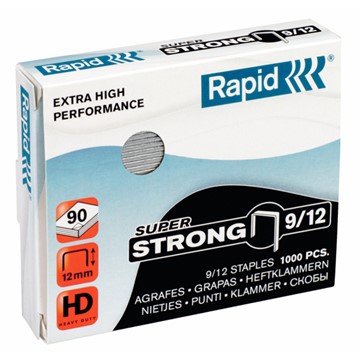 Rapid 24871300 - SuperStrong Heftklammern 9/12, Schenkellänge 12 mm, 1000 Stück