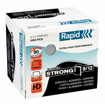 Rapid 24871400 - SuperStrong Heftklammern 9/12, Schenkellänge 12 mm, 5000 Stück