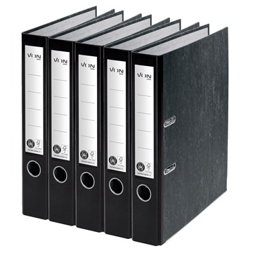 VON 10541095 - Leitz Ordner A4, Marmoriert, Rückenbreite 50 mm, 5er-Pack, Schwarz