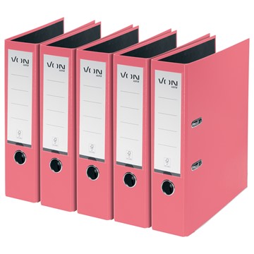 VON 10551021 - Leitz Ordner A4, Rückenbreite 80 mm, Karton mit PP/Papier, Fuchsia, 5er-Pack