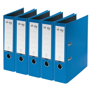 VON 10551035 - Leitz Ordner A4, Rückenbreite 80 mm, Karton mit PP/Papier, Blau, 5er-Pack