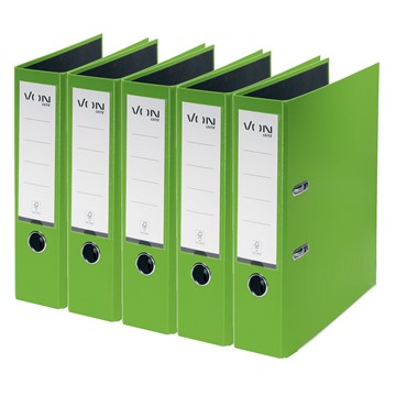 VON 10551055 - Leitz Ordner A4, Rückenbreite 80 mm, Karton mit PP/Papier, Grün, 5er-Pack