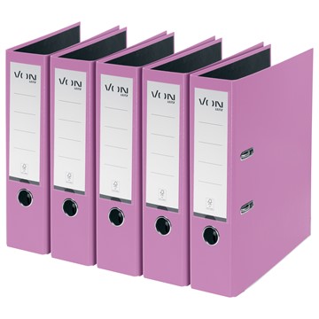 VON 10551067 - Leitz Ordner A4, Rückenbreite 80 mm, Karton mit PP/Papier, Violett, 5er-Pack