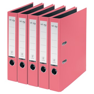 VON 10561021 - Leitz Ordner A4, Rückenbreite 50 mm, Karton mit PP/Papier, Fuchsia, 5er-Pack