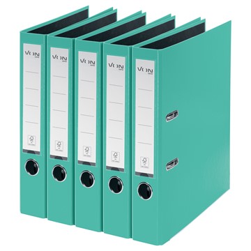 VON 10561051 - Leitz Ordner A4, Rückenbreite 50 mm, Karton mit PP/Papier, Mint, 5er-Pack