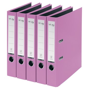 VON 10561067 - Leitz Ordner A4, Rückenbreite 50 mm, Karton mit PP/Papier, Violett, 5er-Pack