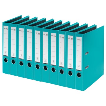 VON 10562052 - Leitz Ordner A4, Rückenbreite 50 mm, Karton mit PP/Papier, Türkis, 10er-Pack