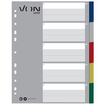 VON 12230000 - Leitz Register Blanko, A4 Überbreite, 5 Taben, PP