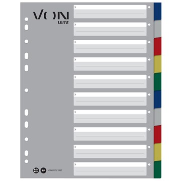 VON 12270000 - Leitz Register Blanko, A4 Überbreite, 10 Taben, PP