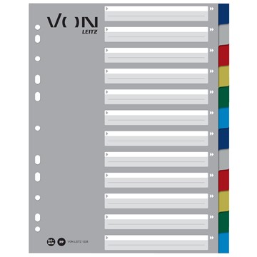 VON 12280000 - Leitz Register Blanko, A4 Überbreite, 12 Taben, PP